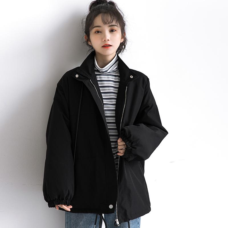

Fall / winter 2020 new jacket women' cotton jacket loose black casual stand collar versatile work clothes Women