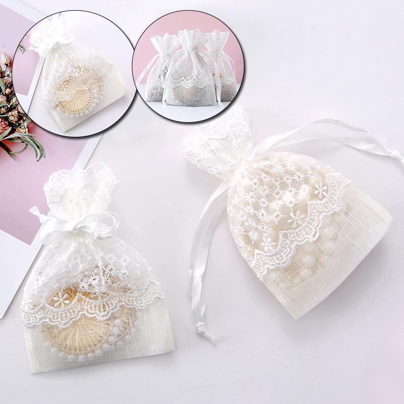 

10x14cm Jewelry Gift Bag Mesh White Lace Ribbon Drawstring Bag Jewelry Packaging Bags Wedding Party Decoration Drawable Gift1