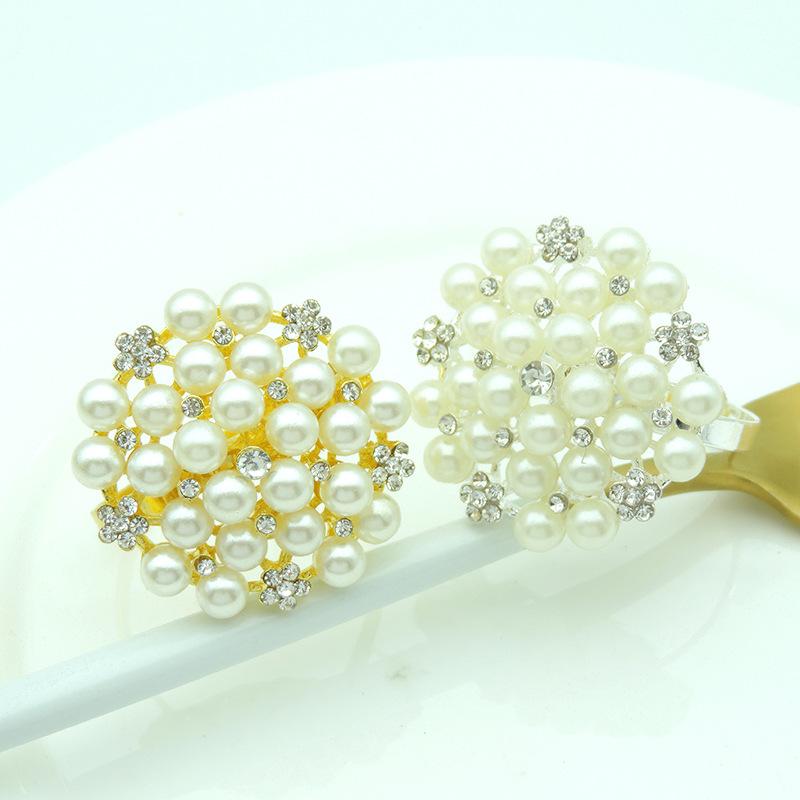 

1Pcs Multipurpose Gold Silver Tissue Holder With Pearls Western Style Table Decor Family Gatherings Decoration Napkin Rings