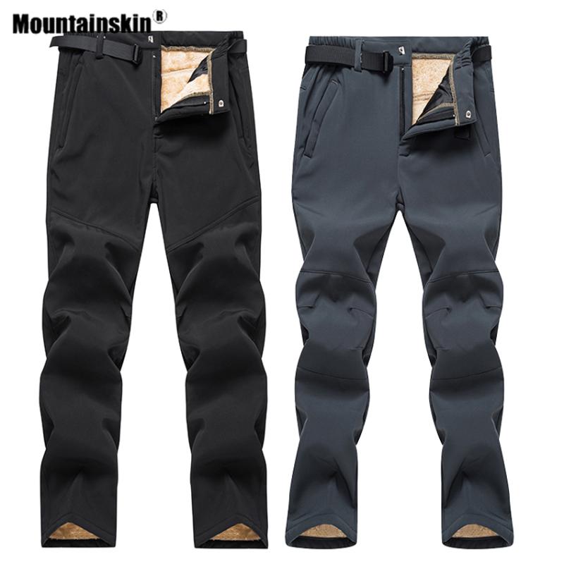 

Mountainskin Men Women Winter Lamb Wool Fleece Hiking Pant Skiing Windproof Outdoor Sports Camping Thick Trousers VA887, Men black