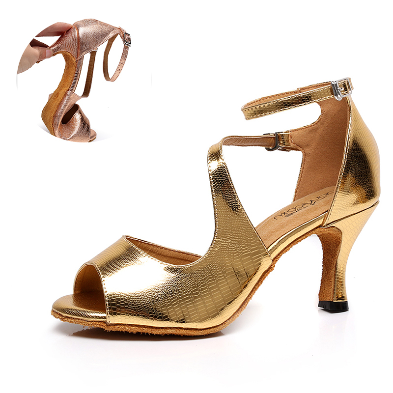 

2021 New Women Latin Dance Gold Ballroom Salsa Dancing Shoes for Party Wedding Girls Soft Sole Practice Latino Dance-shoes 897y, Gold-10cm