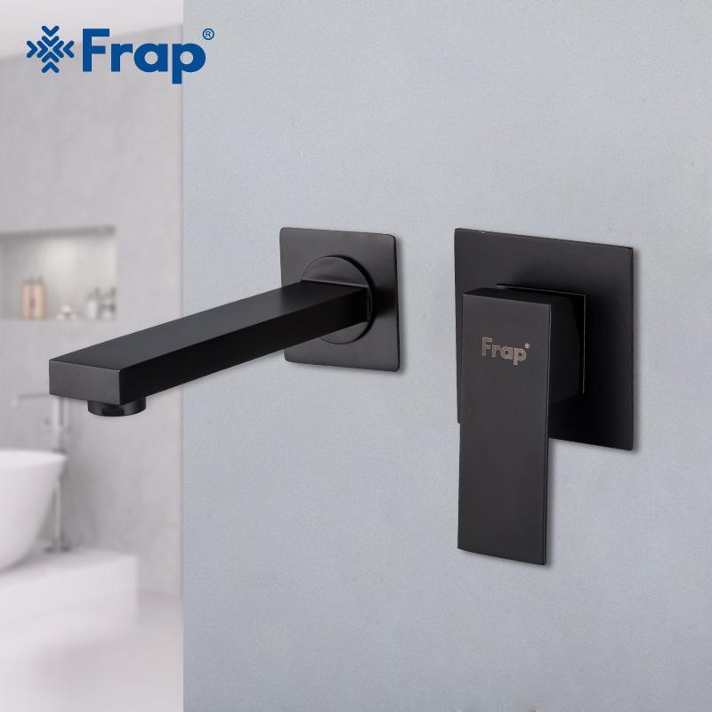 

Frap Matte Brass Wall Mounted Basin Faucet Single Handle Bathroom Mixer Tap Black Hot Cold Bathroom Water Sink Faucet Y10050-1