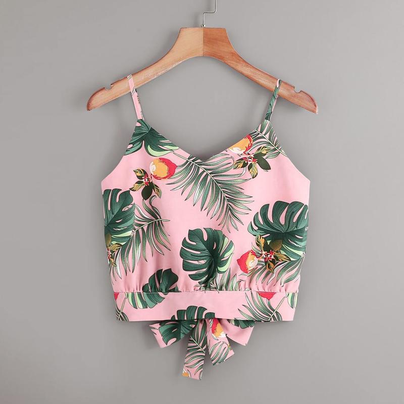 

Summer New Style Fashionable All-Match Vest Women's Tops Flowers Print Sleeveless Refreshing Pullover Vest Ladies Girl Tank Crop, Navy