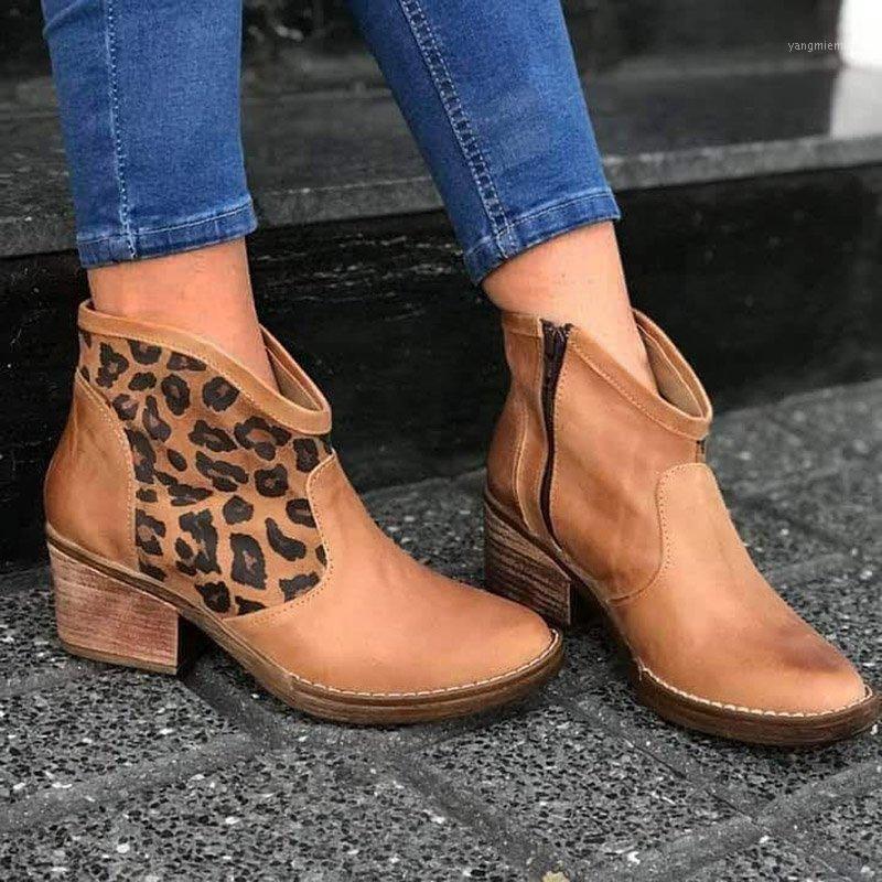 

Puimentiua Hot Women Autumn Winter Flock Ankle Boots Slip-on Point Toe Square Heel Solid Casual Black Camel Booties Size 35-431, Brown