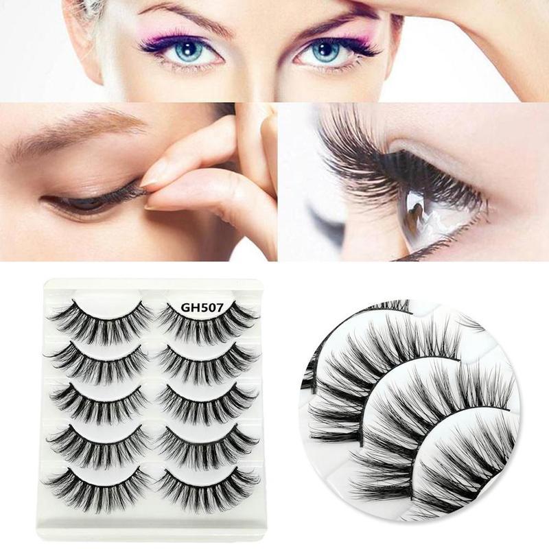

5 Pairs 5D Mink Lashes Natural False Eyelashes Lashes Soft Fake Extension Make