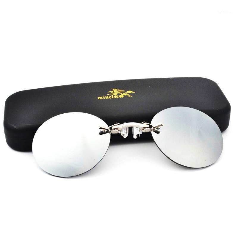 

MINCL/Nose clip men's new round folder sunglasses brand sunglasses UV400 fashion mini portable 2020 new LXL1
