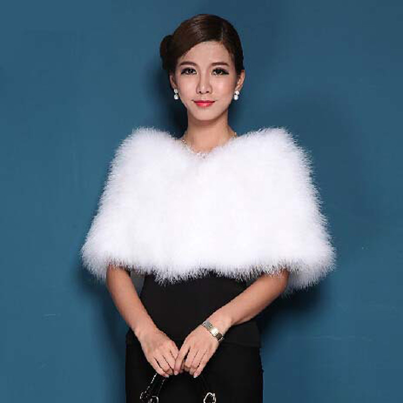 

Ostrich Woman Shawl Bride Dress Maid of Honor Wedding Wrap Female Feather Cape Short Cloak Mhm3