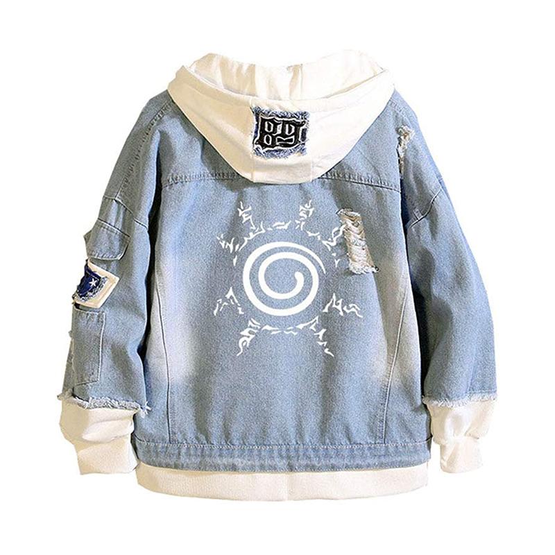 

Naruto Jacket For Men Naruto Anime Denim Hoodie Jacket Adult Cosplay Button Down Jeans Coat