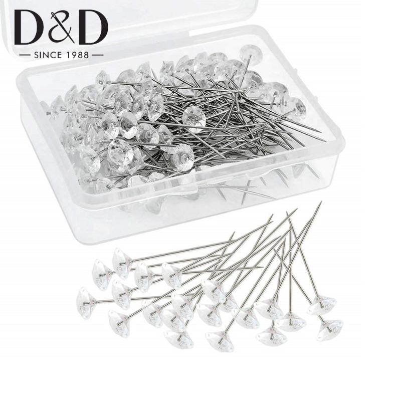 

100PCS/Box Diamond Pins Head Sewing Pins Stitching Needles Traight with Plastic Box Apparel Sewing Accessories