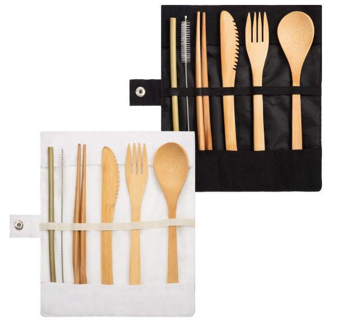 

6pcs/set Portable Eco Friendly Flatware Set Travel Utensils Dinnerware Set Reusable Straws Chopsticks Knife Fork Spoon Wholesale