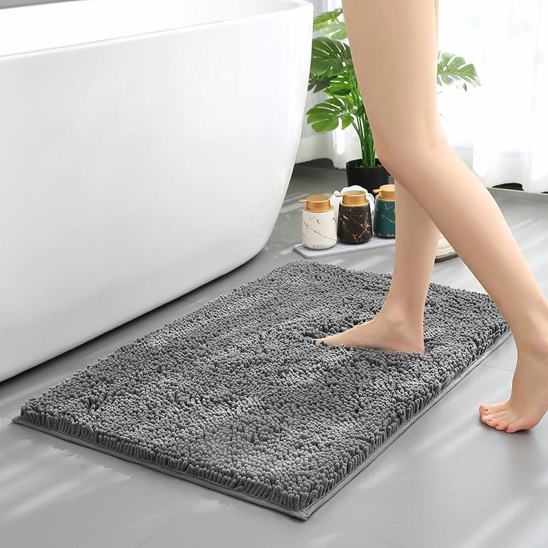 

Thicke Dense Chenille Bathroom Mat Non-slip Water Absorption Quick Drying Bathtub Rug Toilet Doormat Bath Rug Shower Room Carpet, 8760