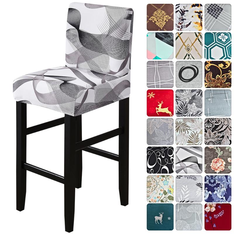 

Short Size Stretch Bar Chair Cover Seat Cover Seat Case Printed Spandex Chair Covers For Home Living Room Banquet 1Pc