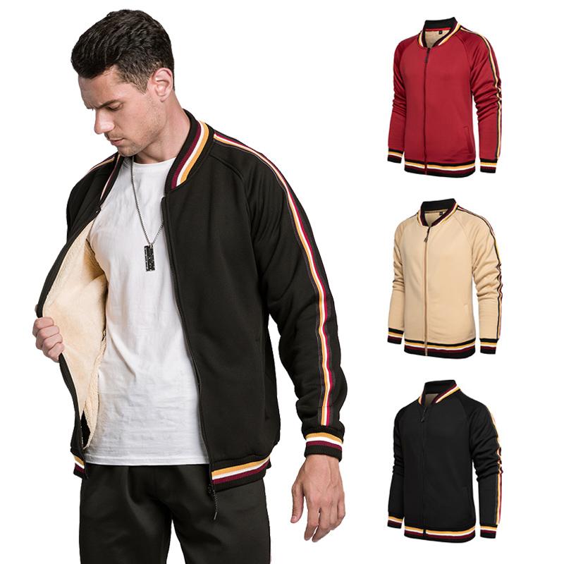 

Winter Wool Zipper Cardigan Sport Jacket Men Running Football Hooded Sweatshirts Spring Coat Workout Streetwear Windbreaker, Black