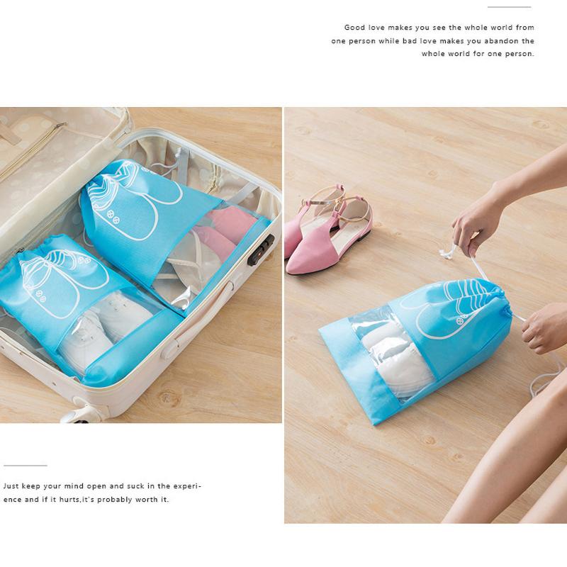 

2021 Latest Travel Shoes Storage Bag Travel Bag Nonwoven Laundry Organic Portable Handbag Pull Rope Organizer Cover