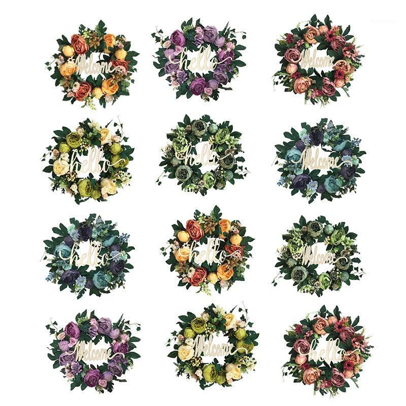 

16.5Inch Wreaths Farmhouse Garland for Front Door,Home Decor for Window Wall Party Wedding1