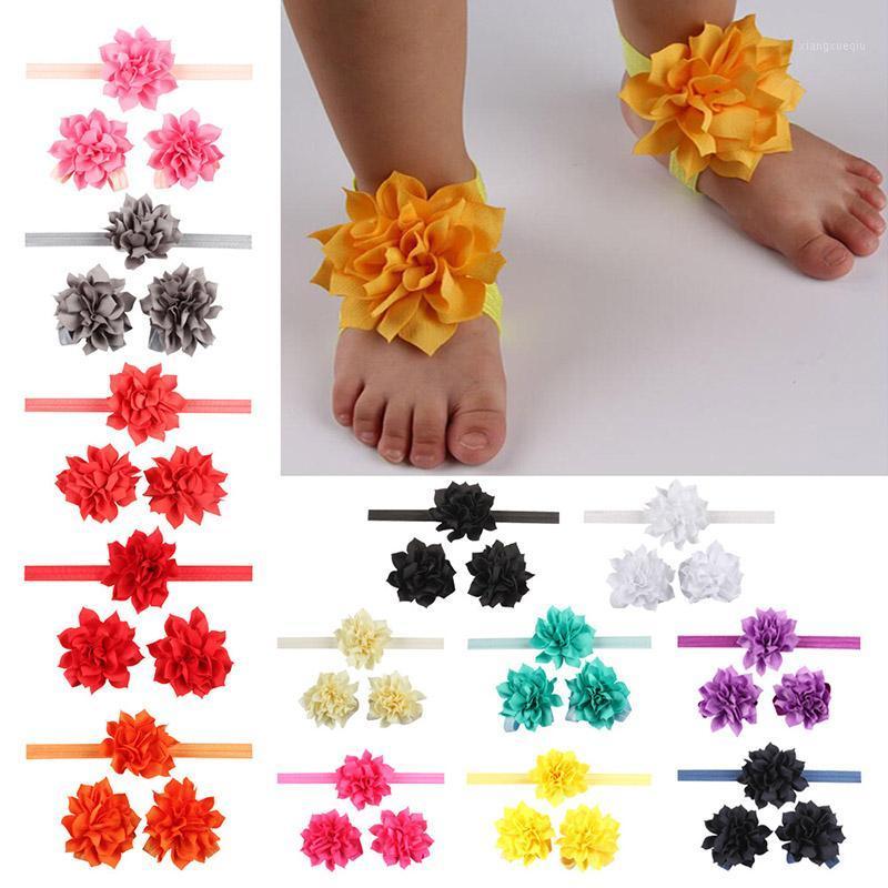 

Beautiful Little Sunflower Headband Baby Girl Flower Foot Head Sandal Set Baby&kids Hair Band Children Hair Accessories1