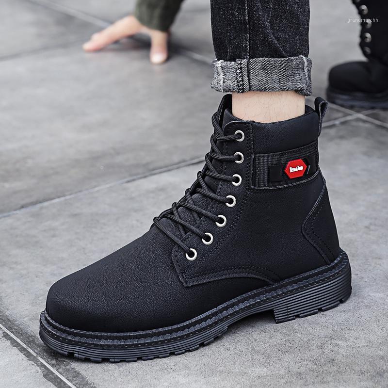 

Boots Men Super Warm High Quality Winter Leather Shoes Leisure Skid Boots Retro Men Lace Up Sneaker Casual Shoes1, Black single