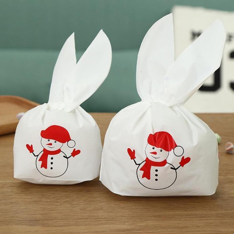 

50pcs Merry Christmas Gift Bags Christmas Snowman Ear Snack Bag Bread Candy Cookie Bag Party Supplies1