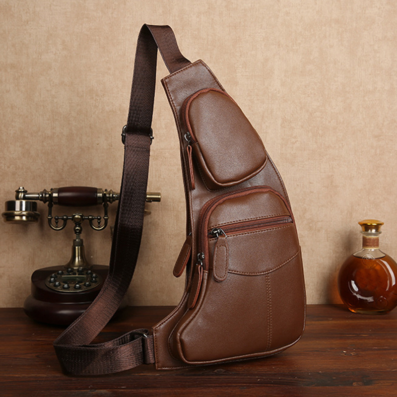 

PU Anti-theft Single Shoulder Package Small Men's bag Meniscus Chest Bag Waist Pack sac de poitrine, Please leave a message