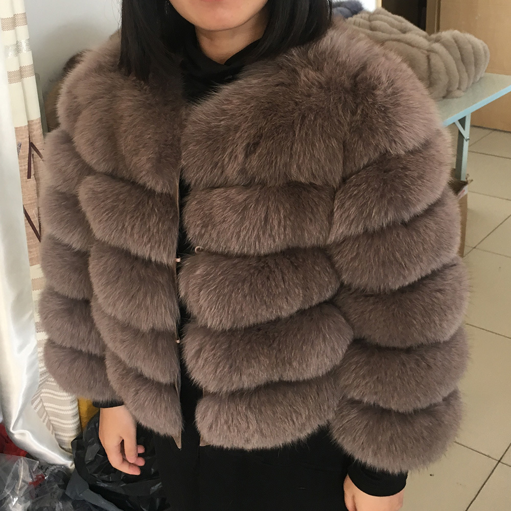 

2021 New Genuine Fox Fashion Female Shopping Jacket Short Luxury 4O7O, 68cm long-16