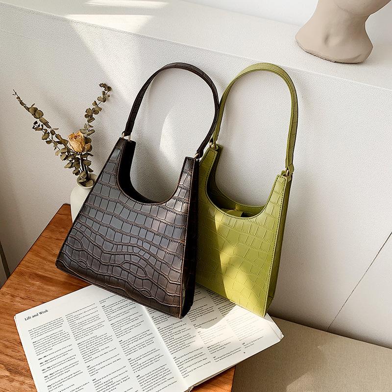 

Crescent-Shaped Shoulder Bag New Female Bag 2021 Korean Fashion Stone Pattern Texture Western-style Armpit, Black