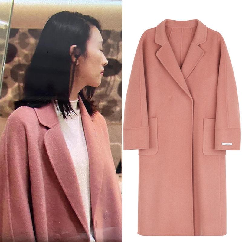 

The New Fashion Autumn Winter Overcoat 100% Merino Wool Ladies Warm Long Sleeve Thick Warm 2020 Women Long Jacket Coats Cardigan, Pink