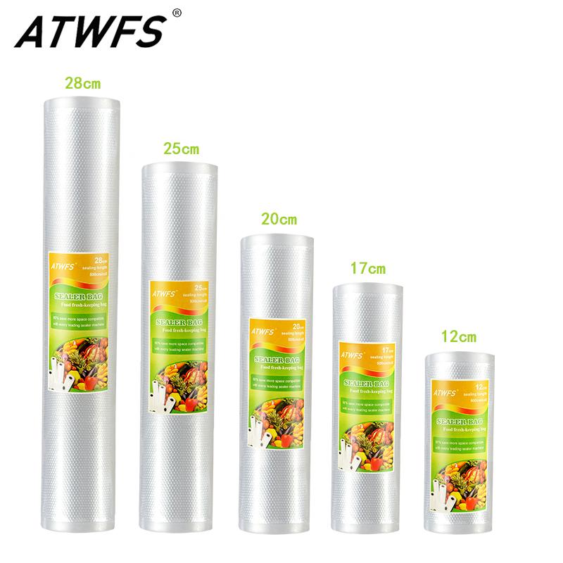 

ATWFS Vacuum Sealer Bags Kitchen Vacum Bag Storage Vacuum Bags for Packaging Rolls 12/17/20/25/28cm*500cm