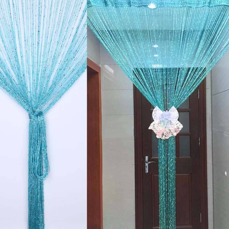 

String Tassel Hanging Curtain Divider Living Room decorated with Silver Encryption Tulle Window Curtains Door Window Decor15, White