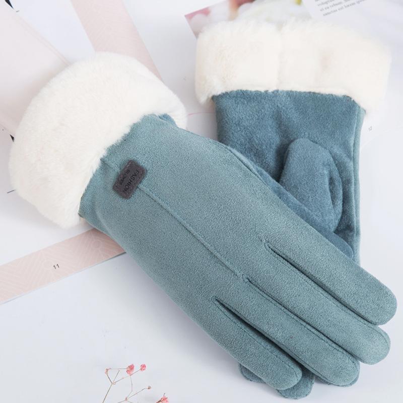 

warm ladies suede gloves thickened touch-screen gloves riding car plush thickened korean version cashmere sexy for women