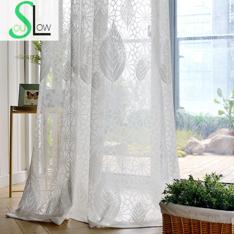 

Slow Soul White Jungle Jacquard Curtains Curtain For Living Room Tulle Kitchen Bedroom And Chinese Window Luxury Sheer Organza, As pic