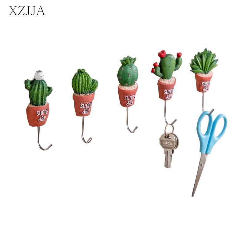 

XZJJA Stainless Steel Hook Creative Cactus Kitchen Wall Door Hanger Sundries Cute Hooks Clothes Hangers Rails Holder Organizer