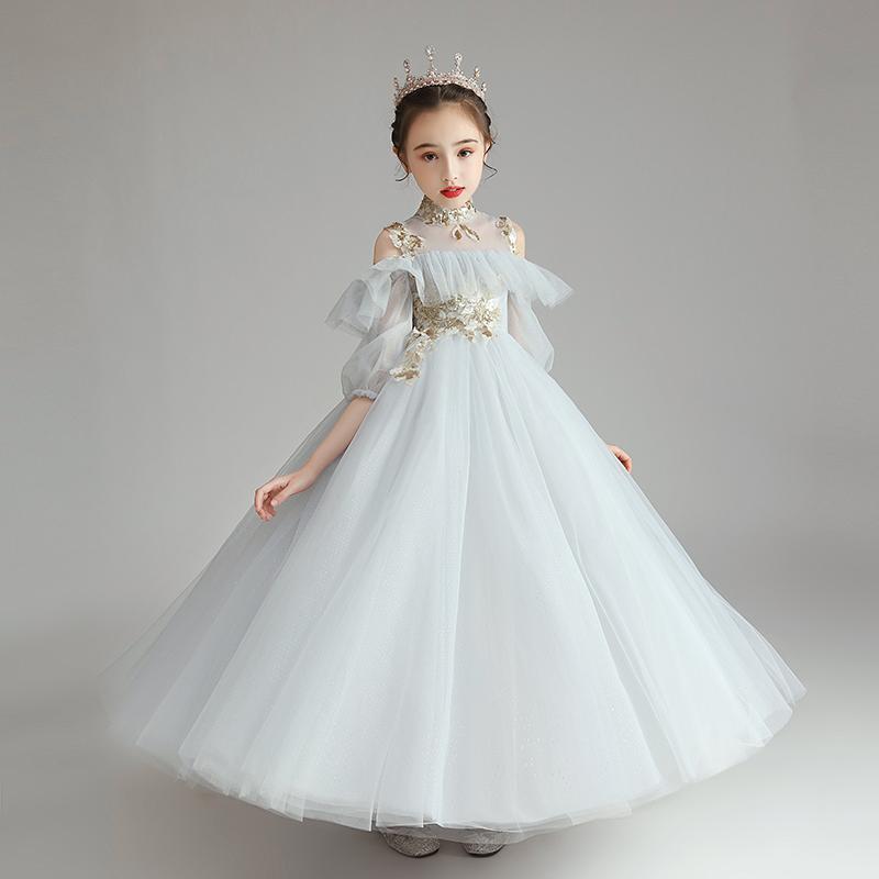 

Off Shoulder Flower Girl Dresses For Wedding Elegant Sequined Birthday Party Dress Kids Walk Piano Show First Communion Clothing, 02