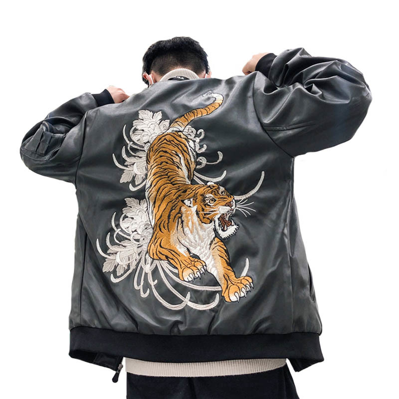 

winter Classic male bomber tiger leather embroidered haphazardly outweigh tide mark aerial force flying jackets CWAO, Blake