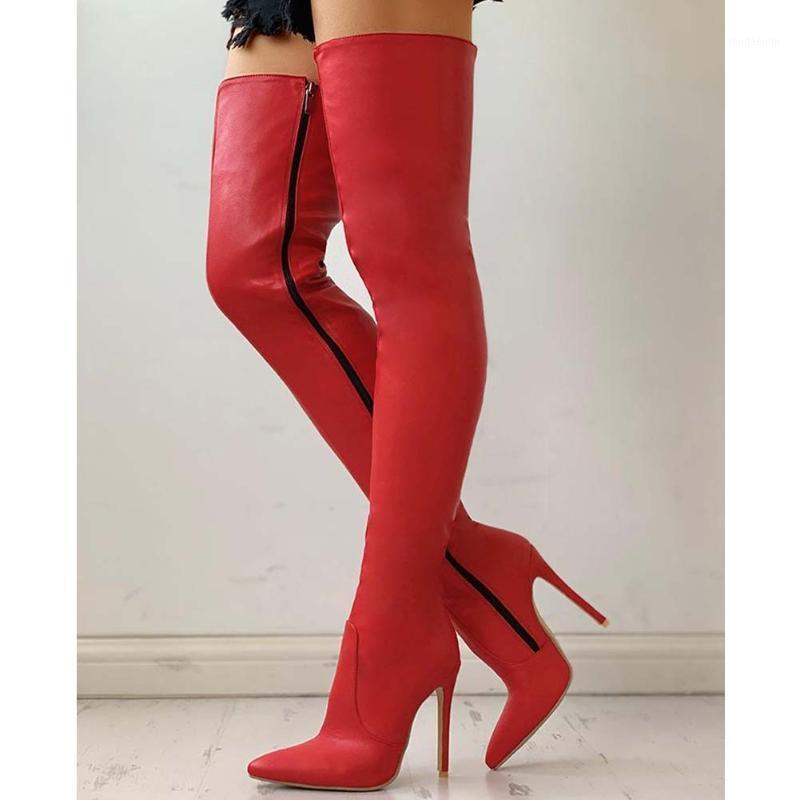 

Karin drop shipping on sale great quality woman shoes Party Ultra High Thin Heels Thigh Boots Pointed Toe Solid Lady Booties1, Red