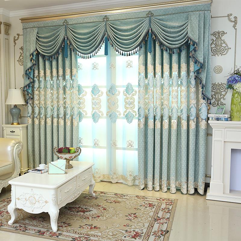 

Jane Europe Curtains for Living Dining Room Bedroom Luxury Bedroom Valance Embroidery Yarn Window Chenille Fabric Custom, Tulle
