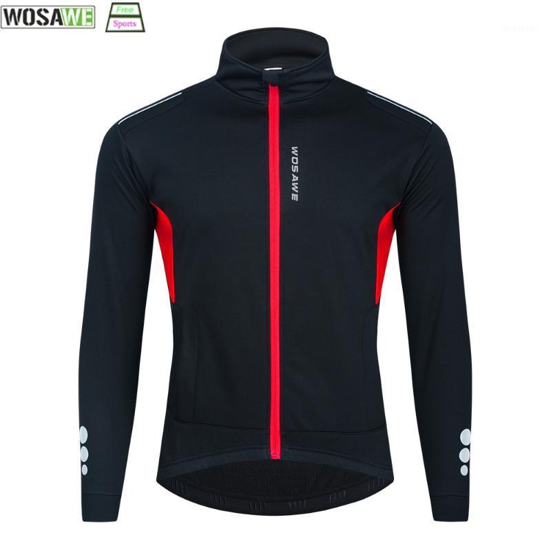 

WOSAWE Winter Warm Up Thermal Fleece Three Layer Cycling Jacket Bicycle MTB Road Bike Clothing Windproof Long Jersey Black1, Black jacket