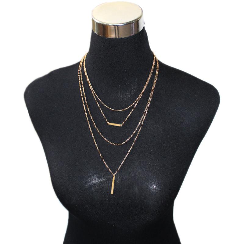 

Trendy Personality Metal Stick Pendant Multilayer Chain Necklace Pendant Women Fashion Tassel Long Sweater Chain Necklaces