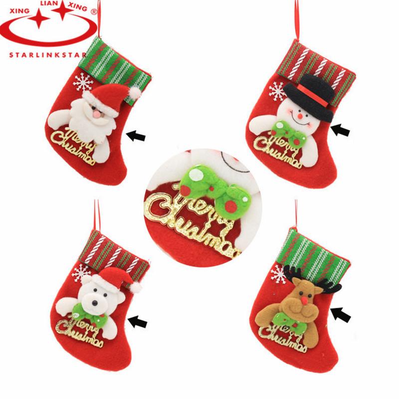 

1pcs 4 Models Christmas Stocking Sequins Old Man Small Socks Christmas Tree Ornaments Decorations Items Gift Bags
