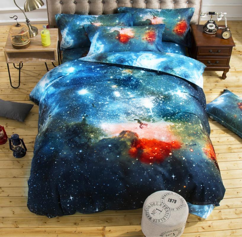 

Aggcual Nebula starry sky pattern duvet cover set king size Quilt cover printed bedding set double bed home textile quality be40