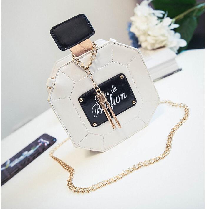 

Leather Perfume Bottle crossbody bag Chain Mini Clutch Bag 2020 Women Handbag Fashion Party Women Evening Bags, Black