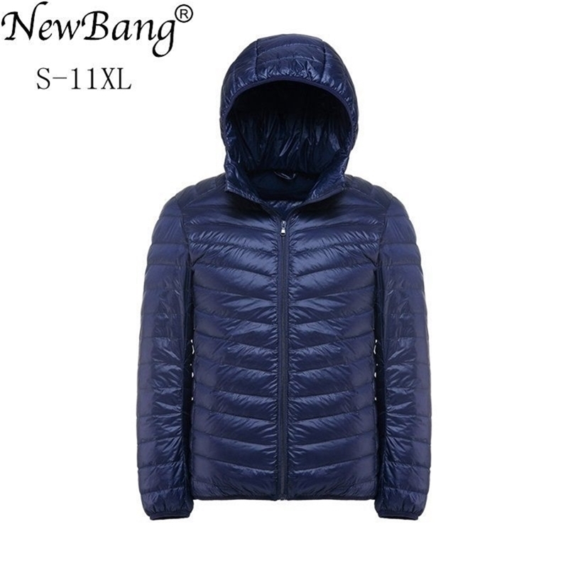 

NewBang Plus 11XL 10XL 9XL 8XL Down Coat Male Ultra Light Down Jacket Men Windbreaker Feather Lightweigt Hooded Winter Parka 201114, Gray