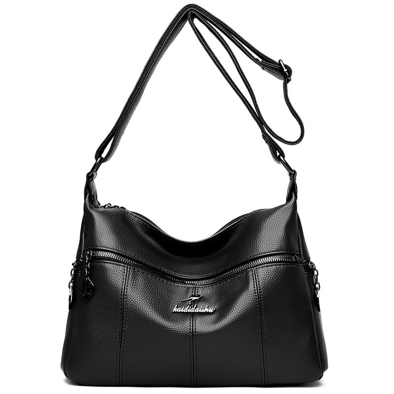 

Multi-zip Decoration Ladies Hand Crossbody Bags for Women 2021 Luxury Handbags Women Genuine Leather Shoulder Bags Designer Sac, Black