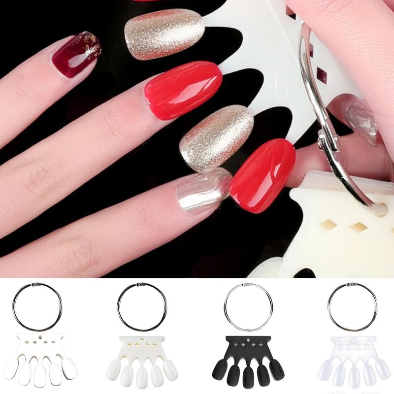 

10pcs Display Art Contrast Home Salon Color Card Palette Polish Tools False Nail Tips Practice Chart Professional Crown Shape, Natural