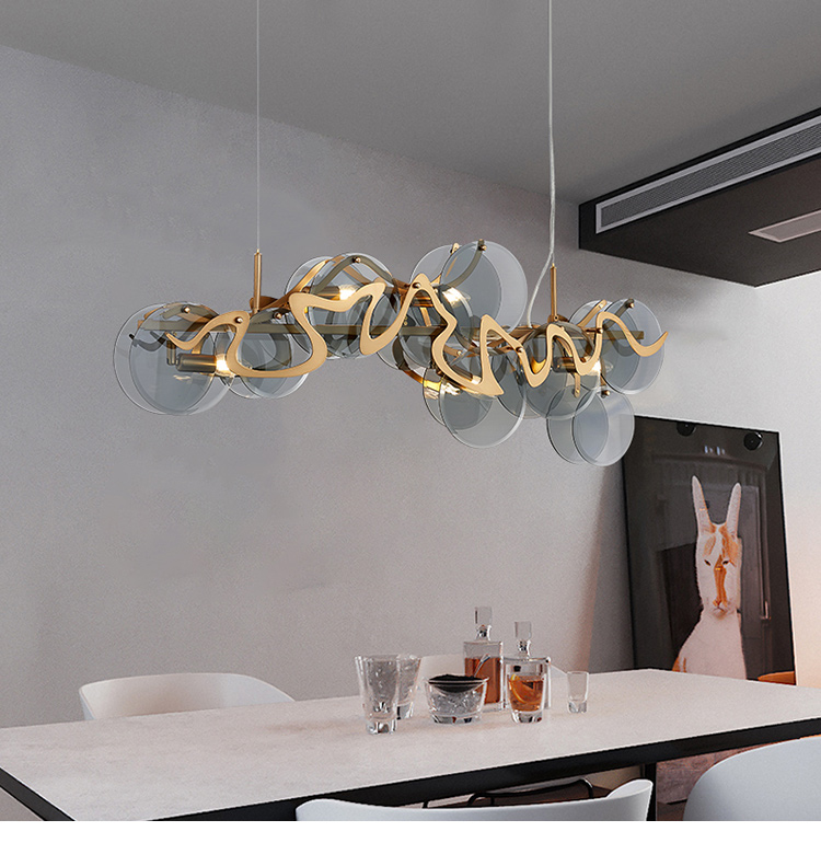 

Postmodern light luxury living room chandelier simple glass dining room study lamp