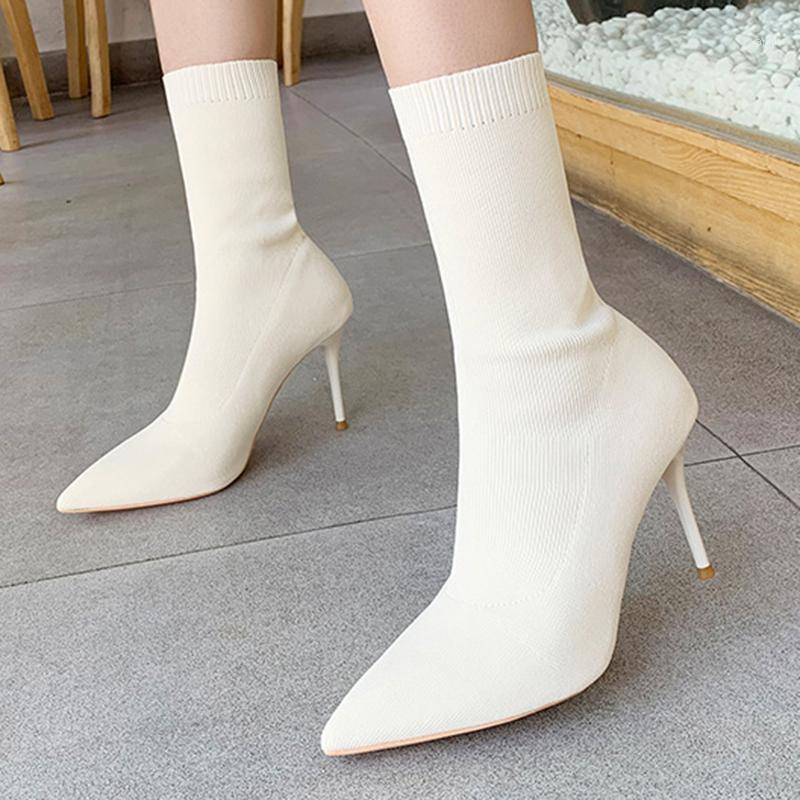 

Women autumn and winter sock boots high heel stiletto boots lightweight brand new shoes pointed toe fashion ladies1, 9cm blackplus velvet