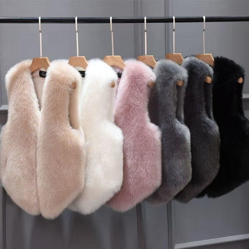 

2021 Autumn winter vest new style plush imitation wool short fashion Korean version imitation hair vest shoulder, Black