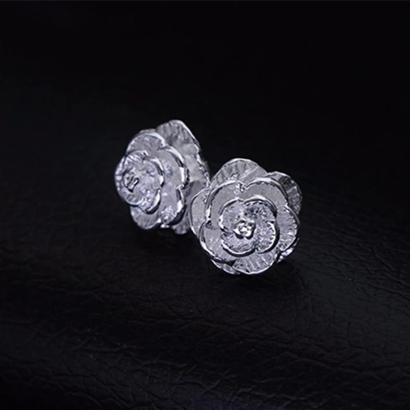 

Stud Fashion 925 Sterling Silver Rose Delicate Earrings Women Charm Jewelry Gifts
