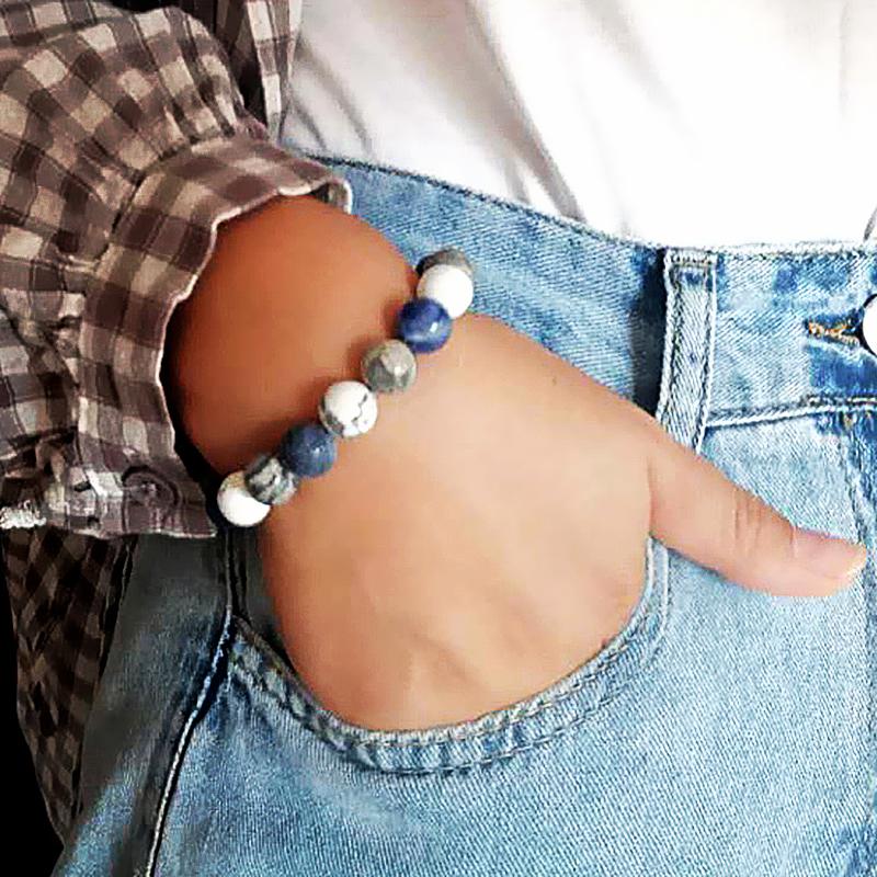 

strand bracelet charm Couple bracelets women homme Men Bracelet lucky 10mm beads Natural stone friendship Adjust size