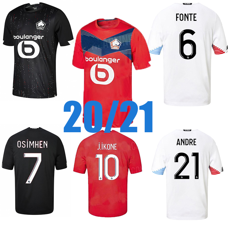 

2020 2021 Lille OSC Soccer Jersey Yilmaz R.LEAO Xeka BAMBA J.David home away 20 21 men andfootball shirt, Black