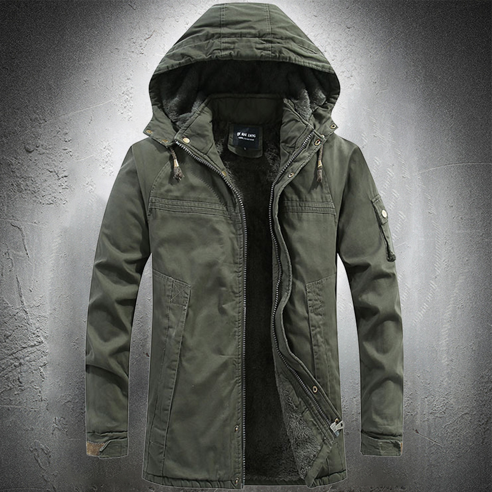 

2021 New Green Outdoor Parka Tactical Cotton Winter Jacket Men Fashion Coat Clothing Quality Thicken JRYB, Khaki